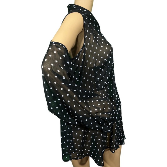 BONGO women size 3X cold shoulder polka dot blouse - Picture 3 of 5